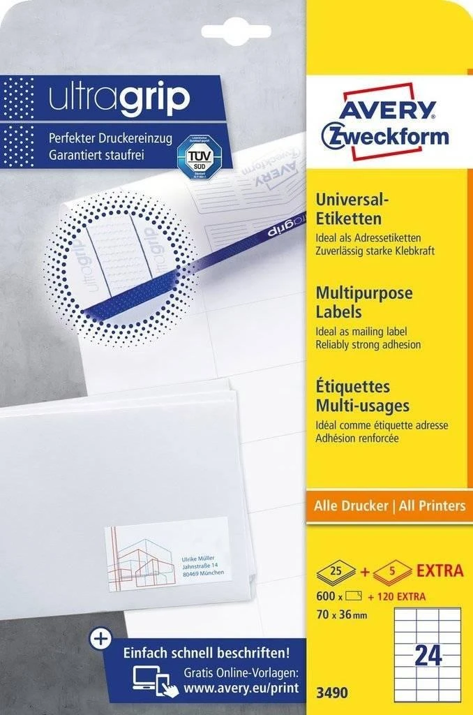 Avery Zweckform Lipnios etiketės 70 x 36 mm (3490)