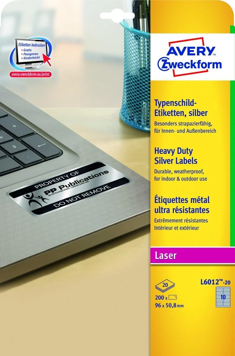 Avery Zweckform A4 96 x 50,8 mm Sidabrinė
