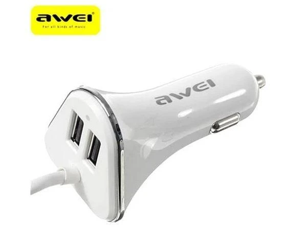 AWEI automobilinis įkroviklis C-400 9.6A 4xUSBHigh Speed baltas