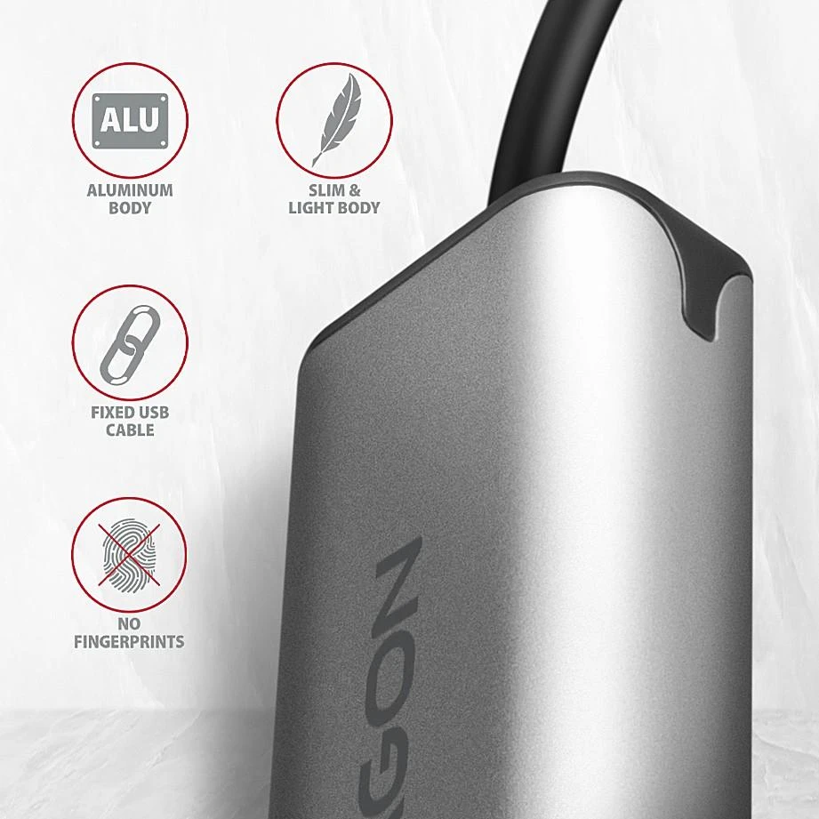 Axagon ADE-25RC SUPERSPEED USB-C 2.5 GIGABIT ETHERNET Kompaktiškas aliuminio USB-C 3.2 Gen 1 2.5 Gigabit Ethernet 10/100/1000/2500 Mbit adapteris su automatiniu diegimu.