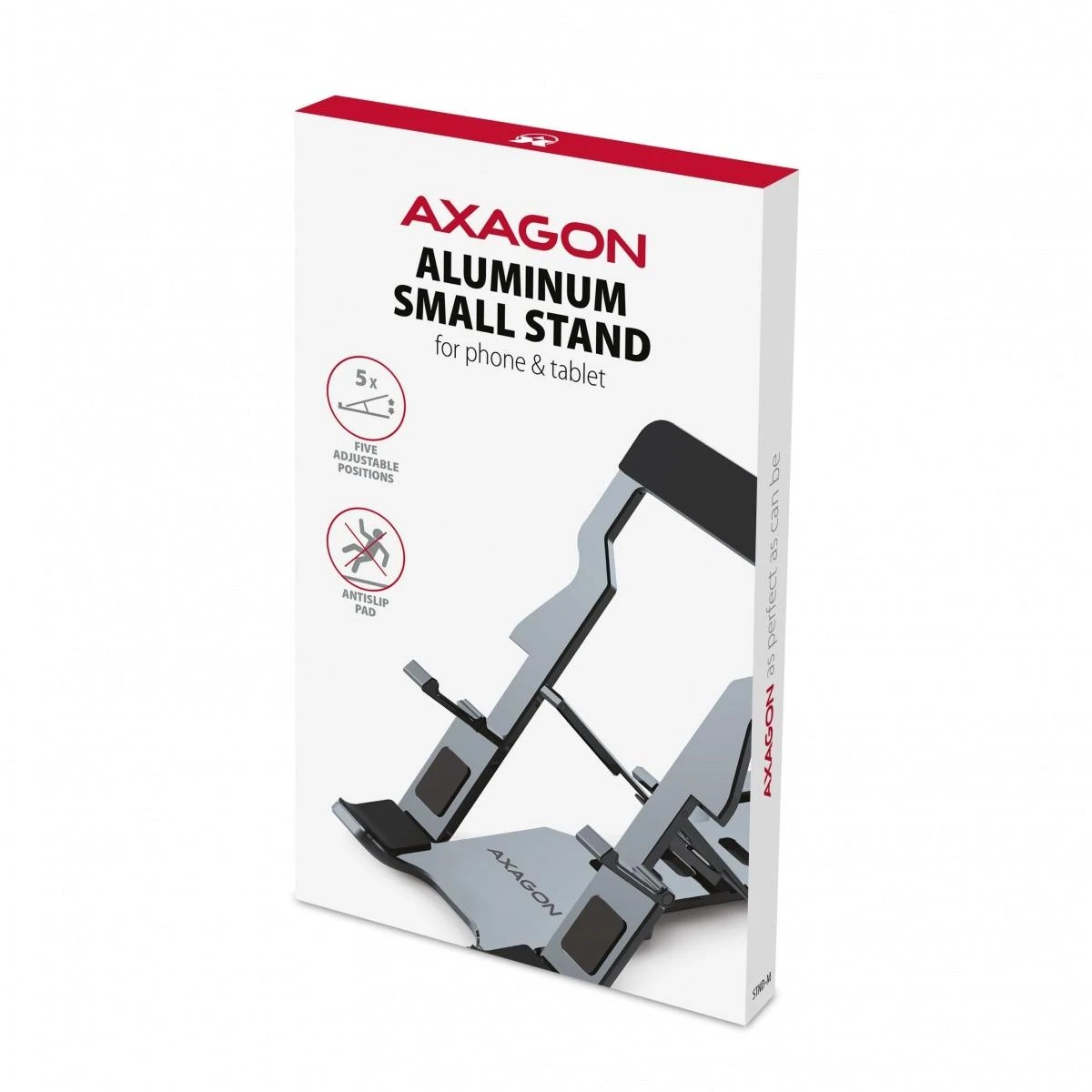 Axagon STND-M TELEFONAS / Planšetė STANDAliuminis stovas 4“ – 10,5“ telefonams ir planšetiniams kompiuteriams. Penkios reguliuojamos padėtys.
