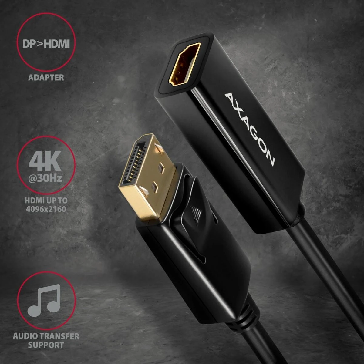 AXAGON DisplayPort į HDMI aktyvus adapteris
