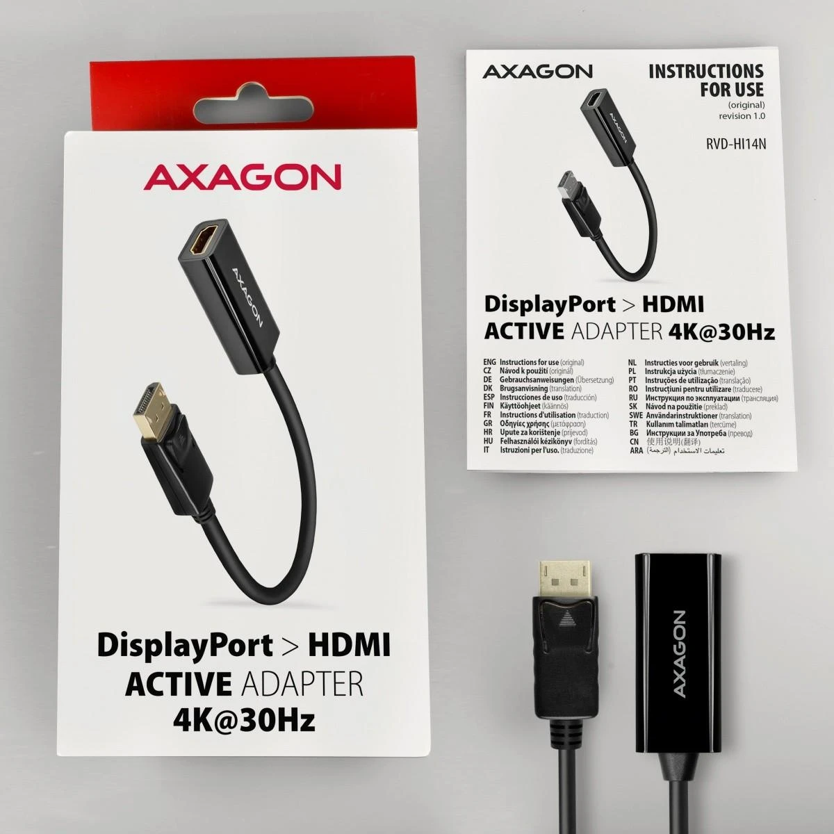 AXAGON | Aktyvus adapteris | DisplayPort prie HDMI | 0,15 m
