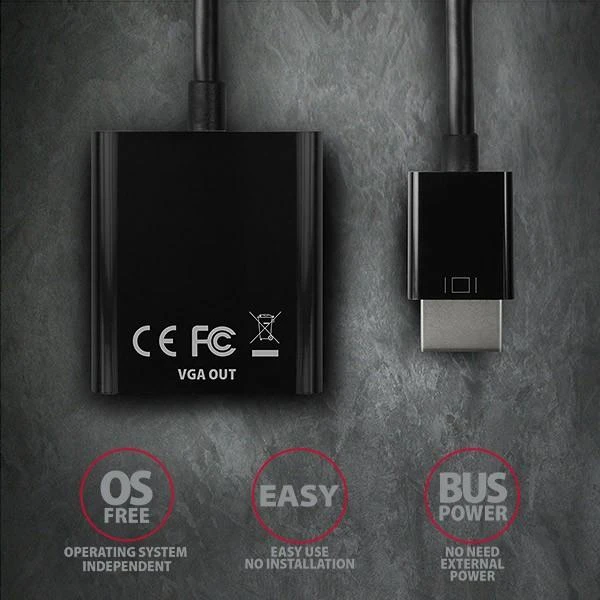 AXAGON RVH-VGN, HDMI -> VGA mažinimas / adapteris, FullHD