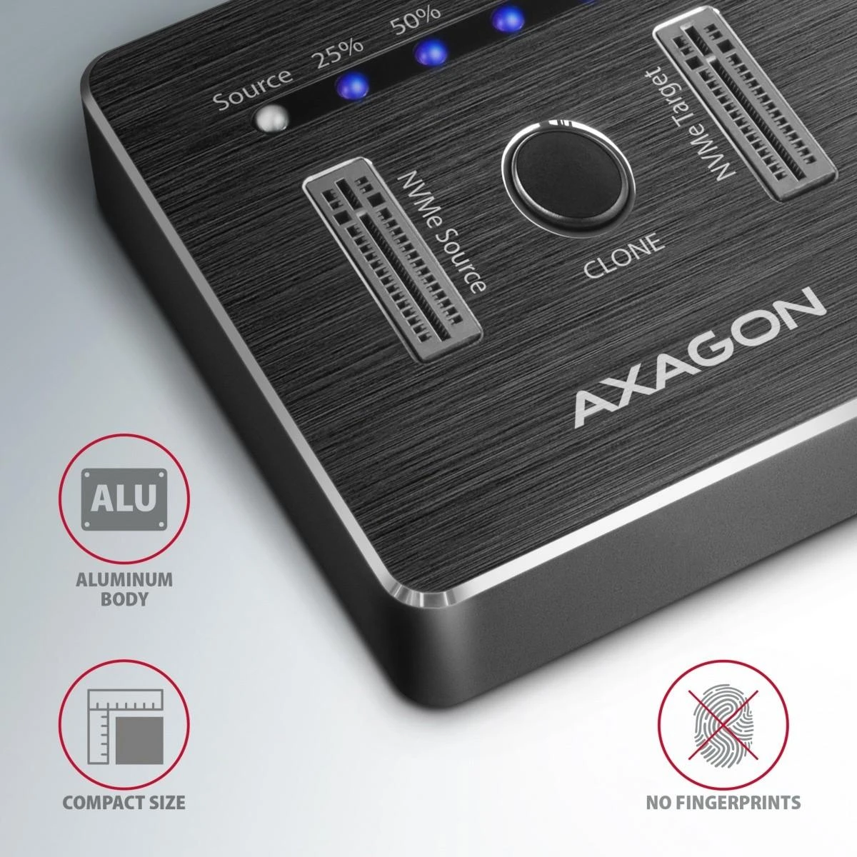 AXAGON | USB-C 3.2 Gen2 – 2x NVMe CLONE DUAL SDD doko stotis | ADSA-M2C