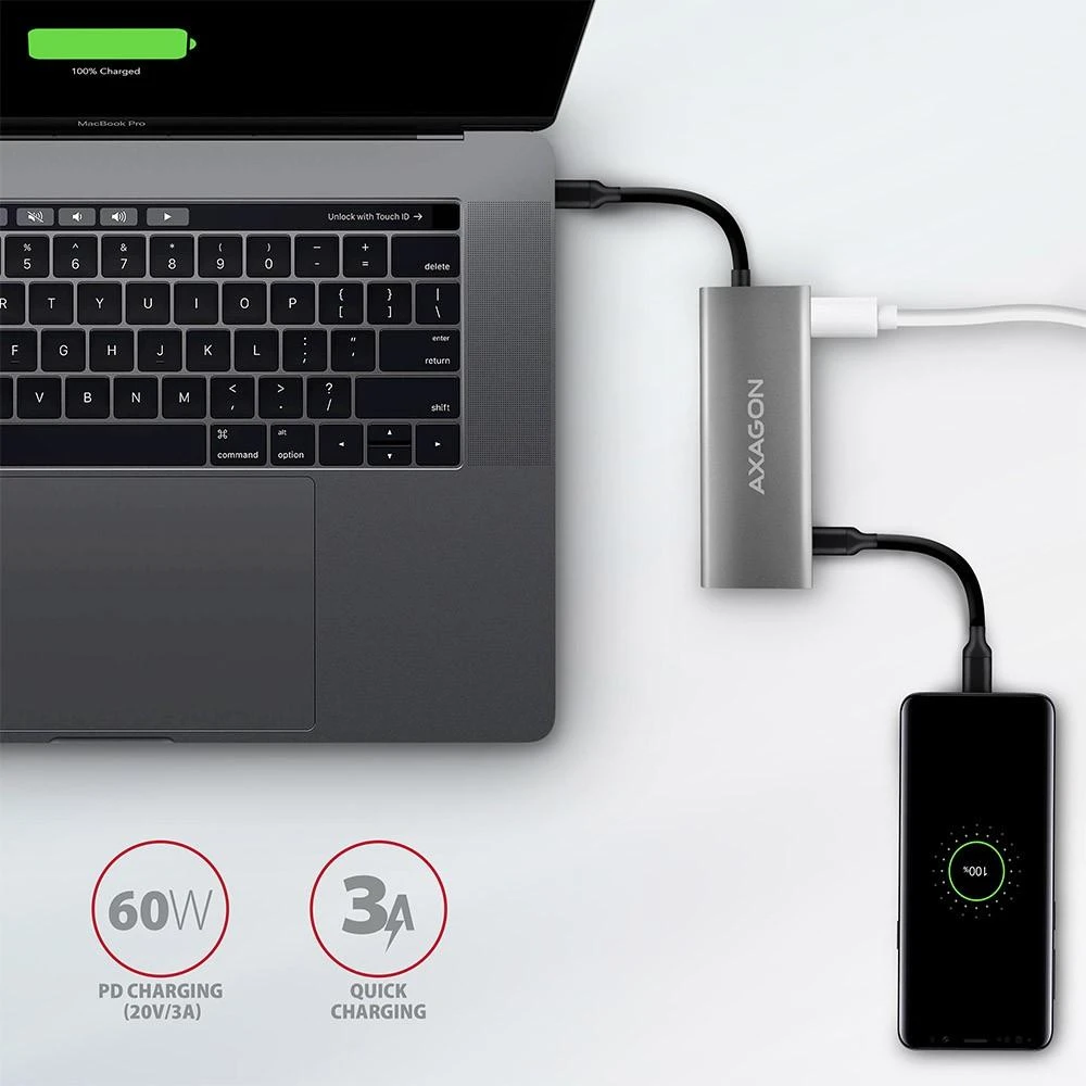 AXAGON | USB-C 10Gbps SPEEDSTER 5in1 šakotuvas (2.0 versija) | HMC-5G2 | HDMI jungtys kiekis: 1