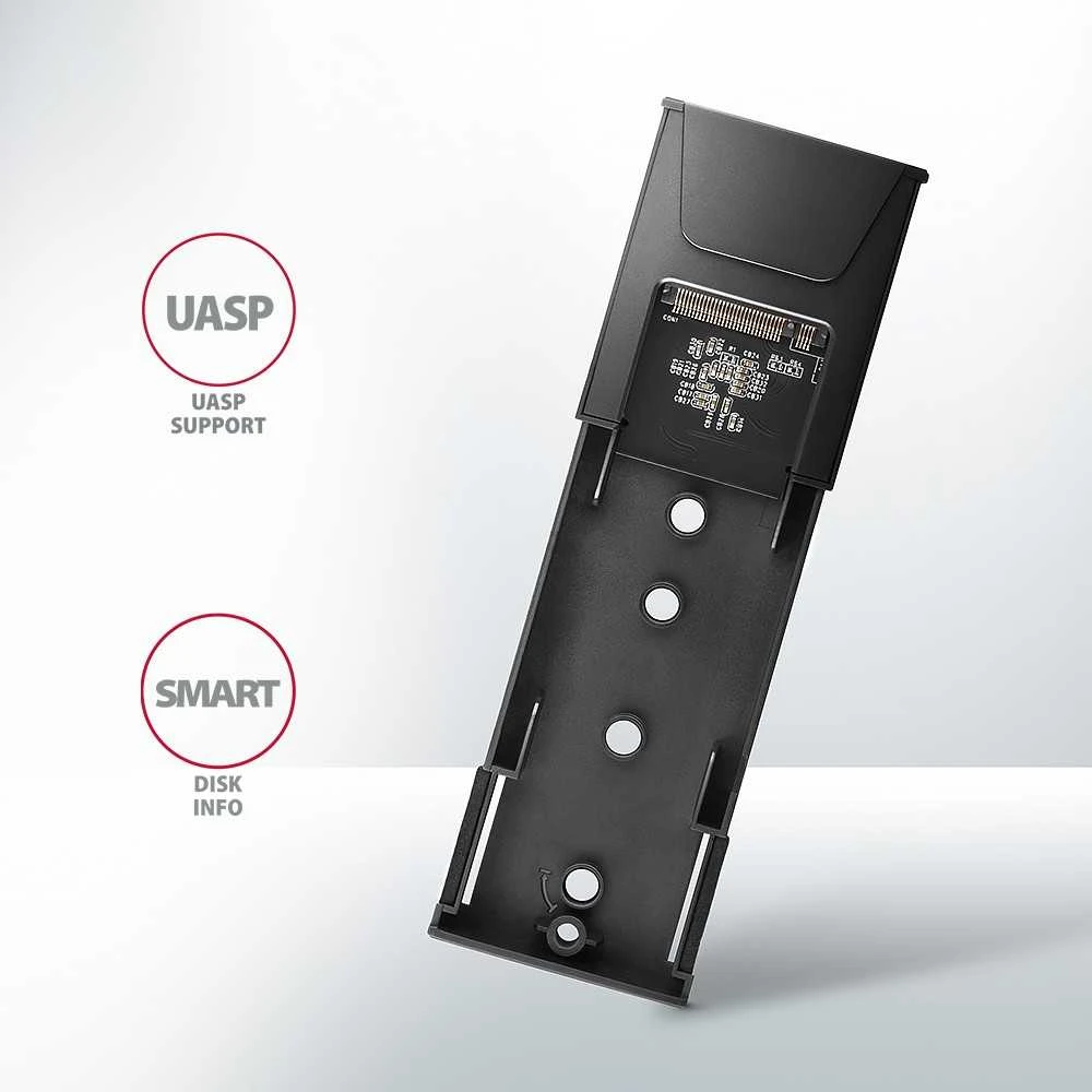„AXAGON USB-C 10Gbps“ – M.2 NVMe ir SATA SSD plona dėžutė be atsuktuvų | EEM2-GTS2