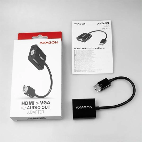 AXAGON RVH-VGAN, HDMI -> VGA mažinimas / adapteriai, FullHD, garso išvestis