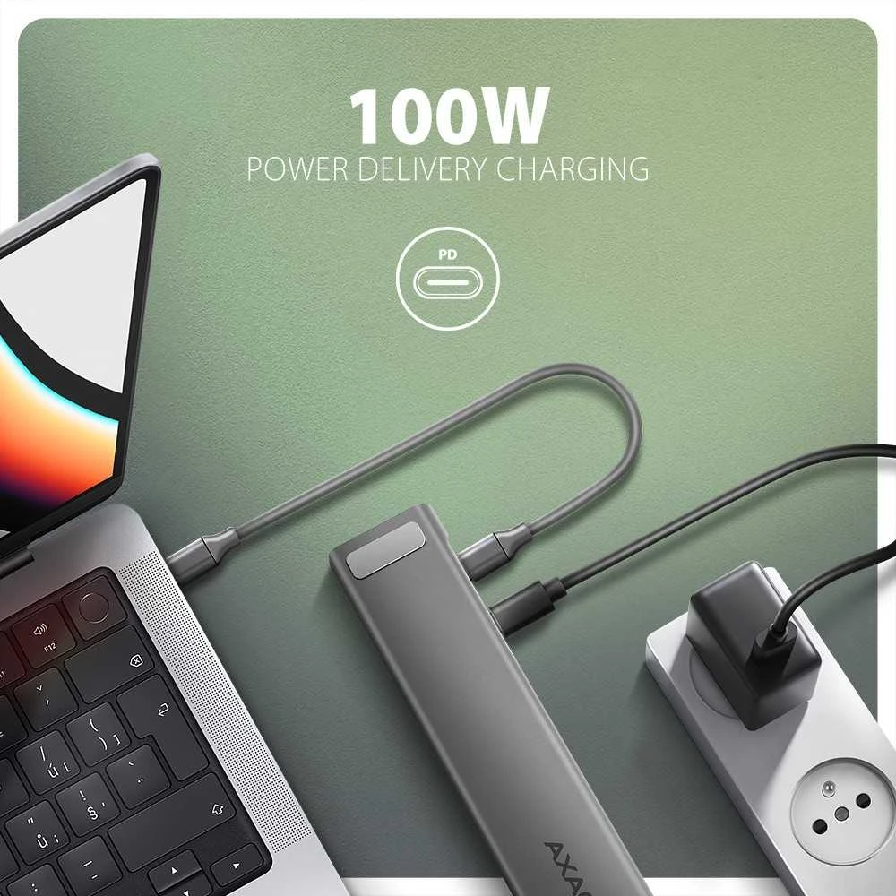 „AXAGON USB-C 5Gbps LONGE 9in1“ šakotuvas | HMC-10HLS