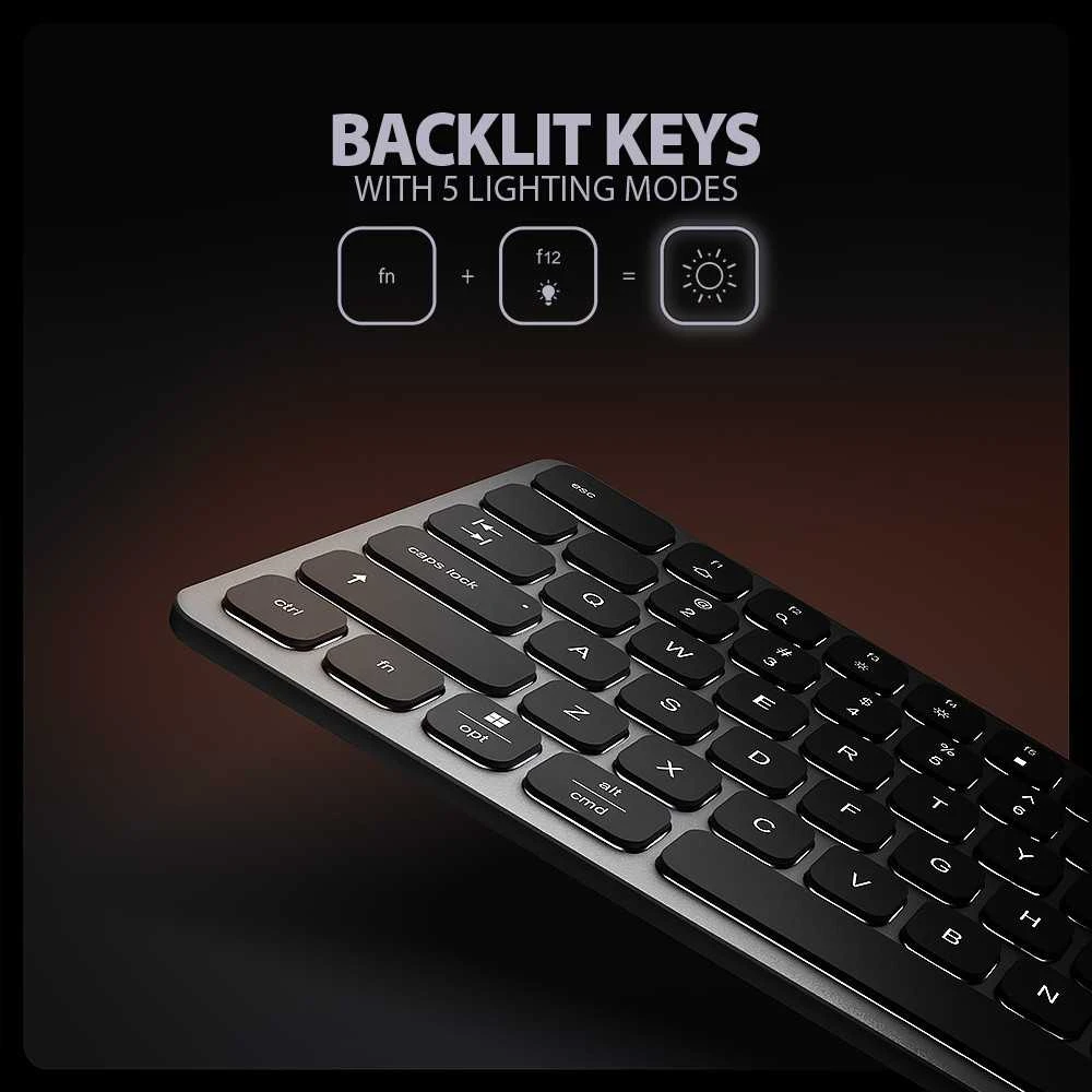 AXAGON HMC-KB klaviatūra USB-C 5Gbps su HUB, Micro SD/SD, 3x USB-A, HDMI 4K/60Hz, PD 100W, Garsas, JAV išdėstymas