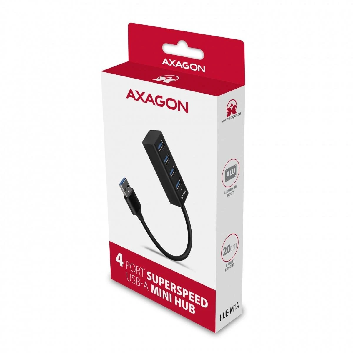 AXAGON Miniatiūrinis metalinis keturių prievadų USB 3.2 Gen 1 šakotuvas | HUE-M1A