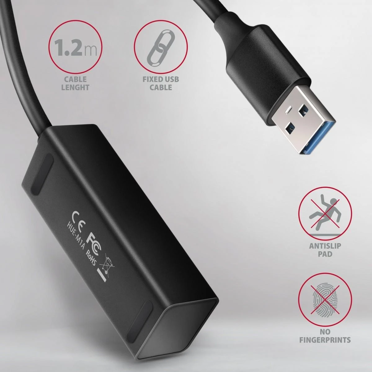 AXAGON Miniatiūrinis metalinis keturių prievadų USB 3.2 Gen 1 šakotuvas | HUE-M1AL