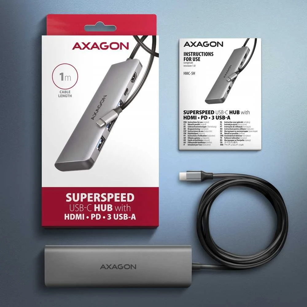 AXAGON HMC-5H šakotuvas su pilna komplektacija