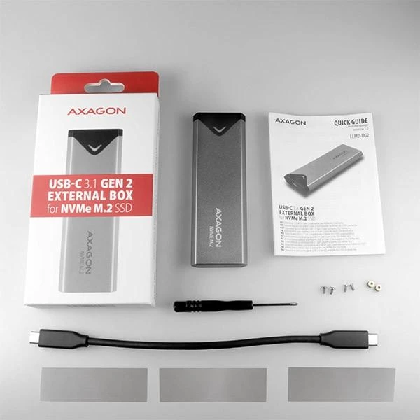Dėklas SSD diskui Axagon USB-C 3.2 M.2 NVMe
