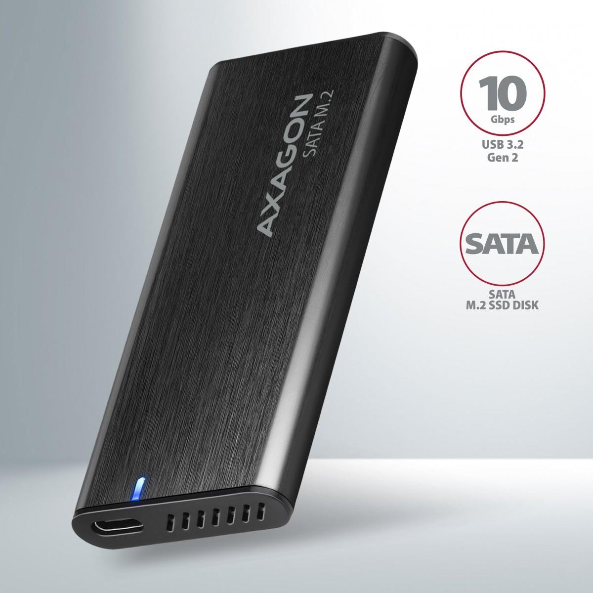 Kietasis diskas AXAGON išorinė USB-C 3.2 Gen 2 metalinė dėžutė M.2 SATA SSD diskams | EEM2-SBC