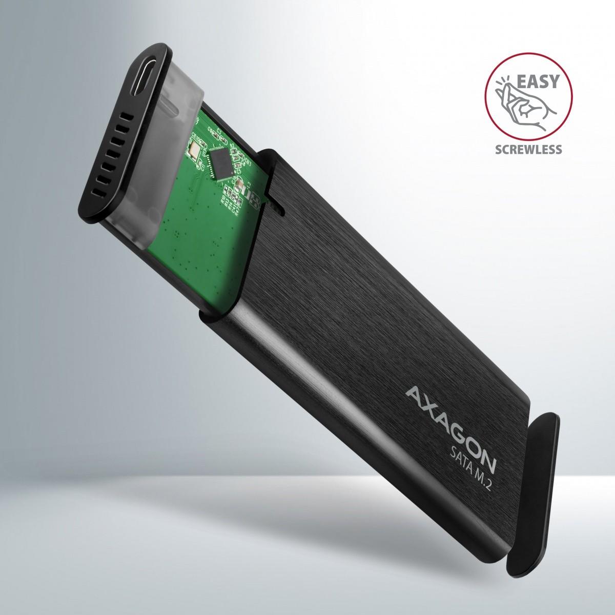 Kietasis diskas AXAGON išorinė USB-C 3.2 Gen 2 metalinė dėžutė M.2 SATA SSD diskams | EEM2-SBC