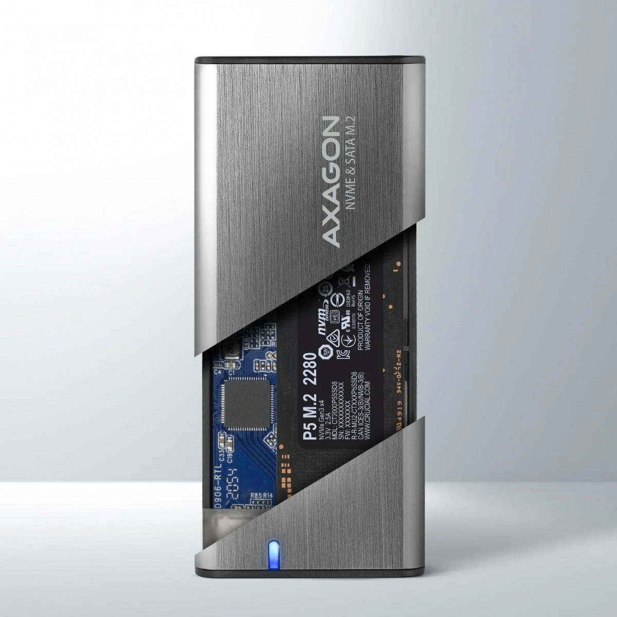 AXAGON išorinė USB-C 3.2 Gen 2 metalinė dėžutė M.2 NVMe ir SATA SSD diskams | EEM2-SG2