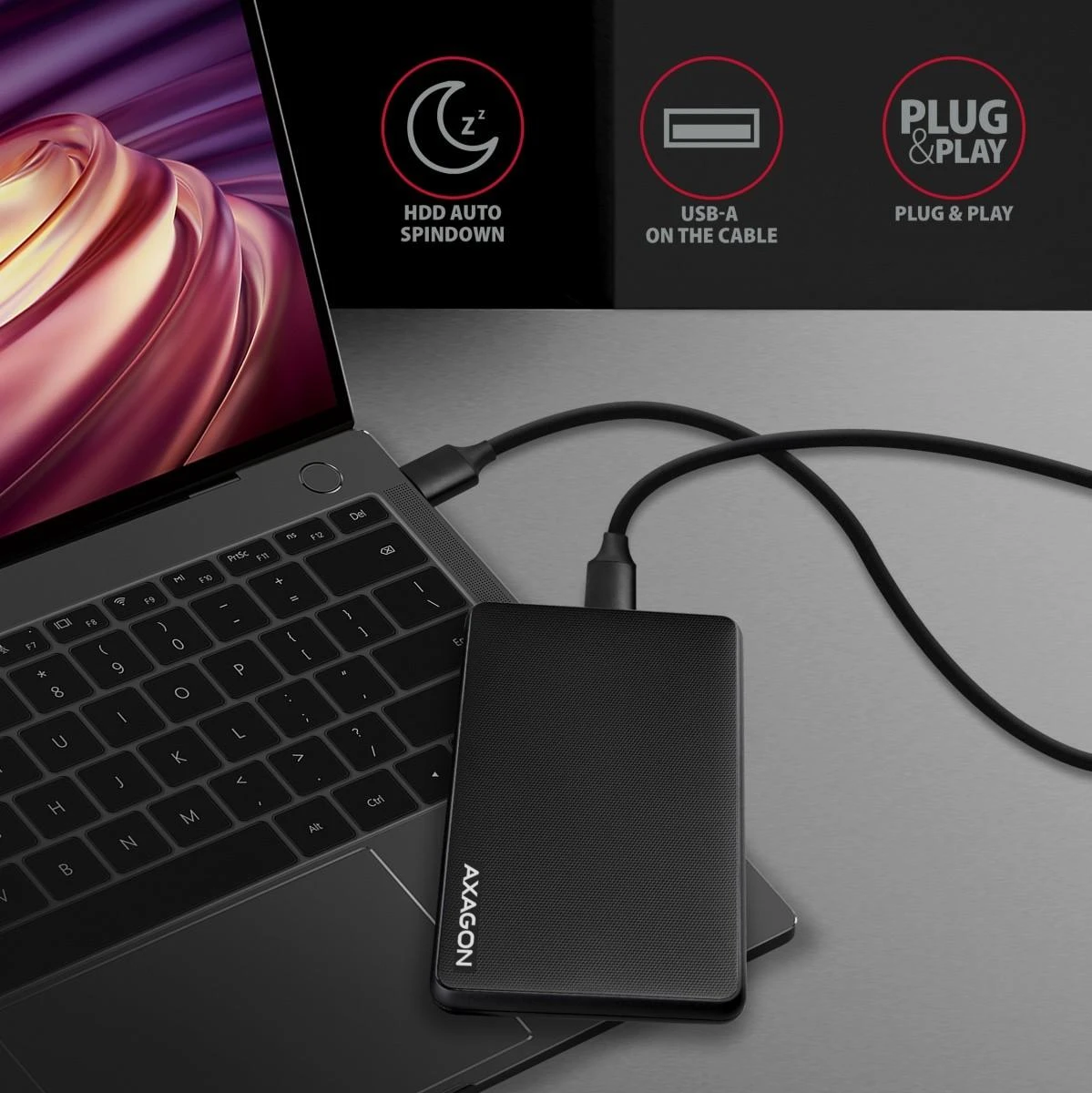 AXAGON Screwless USB 3.2 Gen 1 – SATA 6G išorinė dėžutė, skirta 2,5" SSD / HDD | EE25-SL