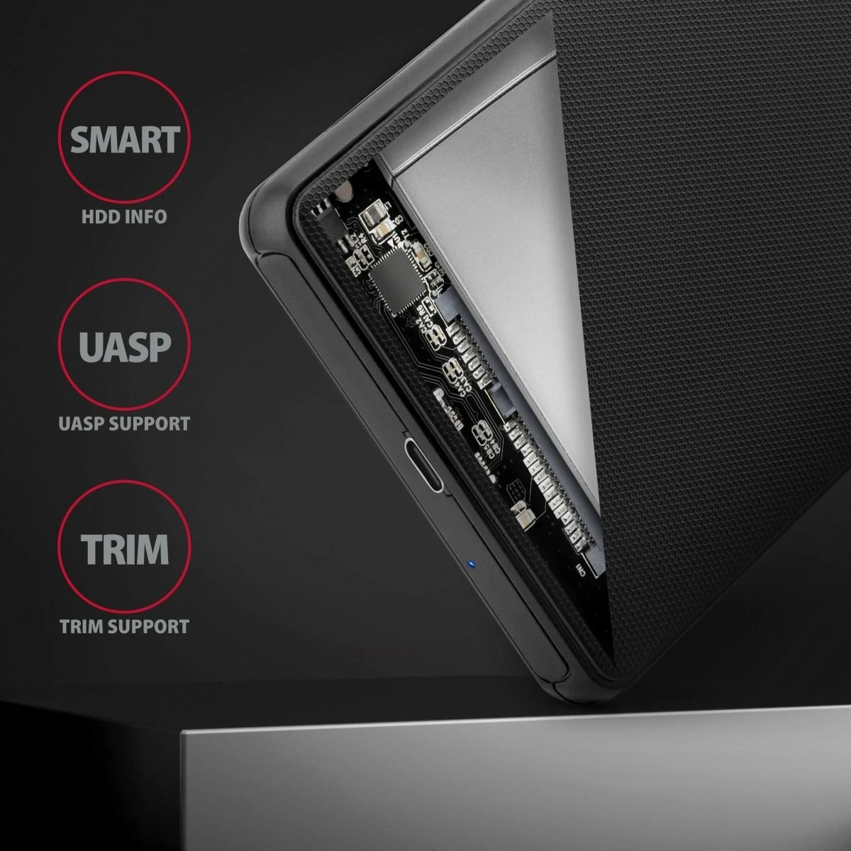 AXAGON Screwless USB 3.2 Gen 1 – SATA 6G išorinė dėžutė, skirta 2,5" SSD / HDD | EE25-SLC