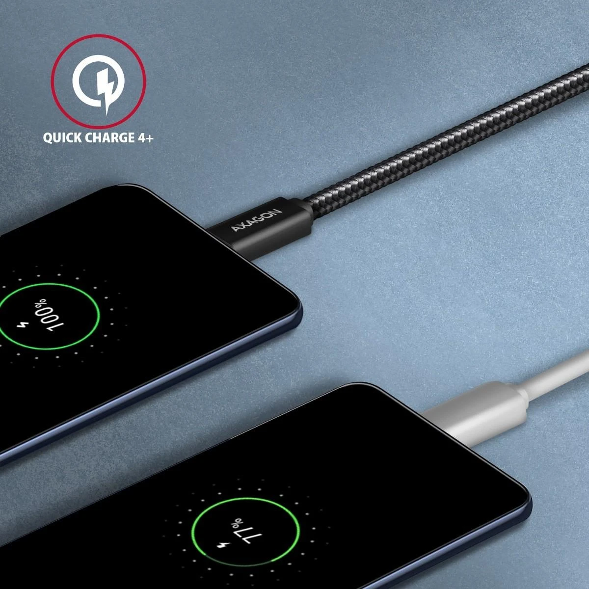Kabelis AXAGON BUCM32-CM10AB USB-C < > USB-C 3.2 Gen 2/PD 100W/5A/4K HD/ALU/Juodas pintas/1m