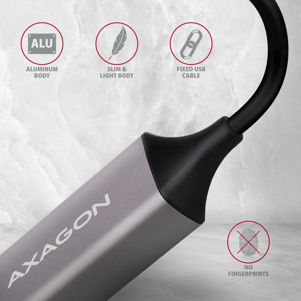 AXAGON ADE-TRC Type-C USB3.2 Gen 1 - Gigabit Ethernet 10/100/1000 Adapteriai, metalas, titan pilkas