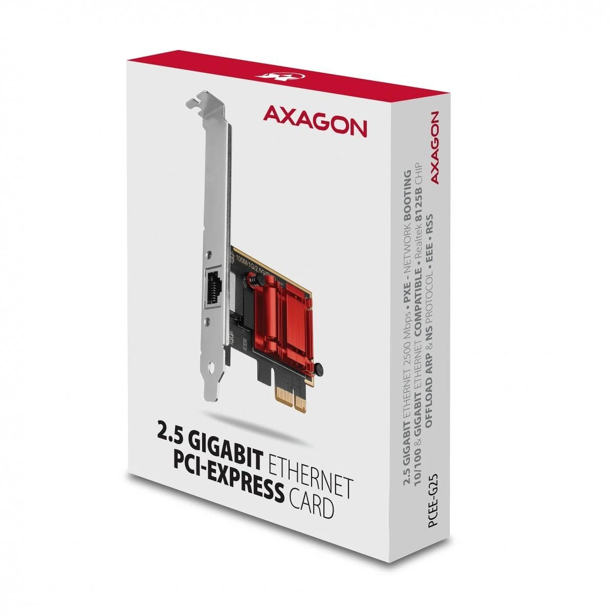Axagon PCI-Express tinklo plokštė su 2,5 Gbit/s perdavimo sparta ir PXE palaikymu.
