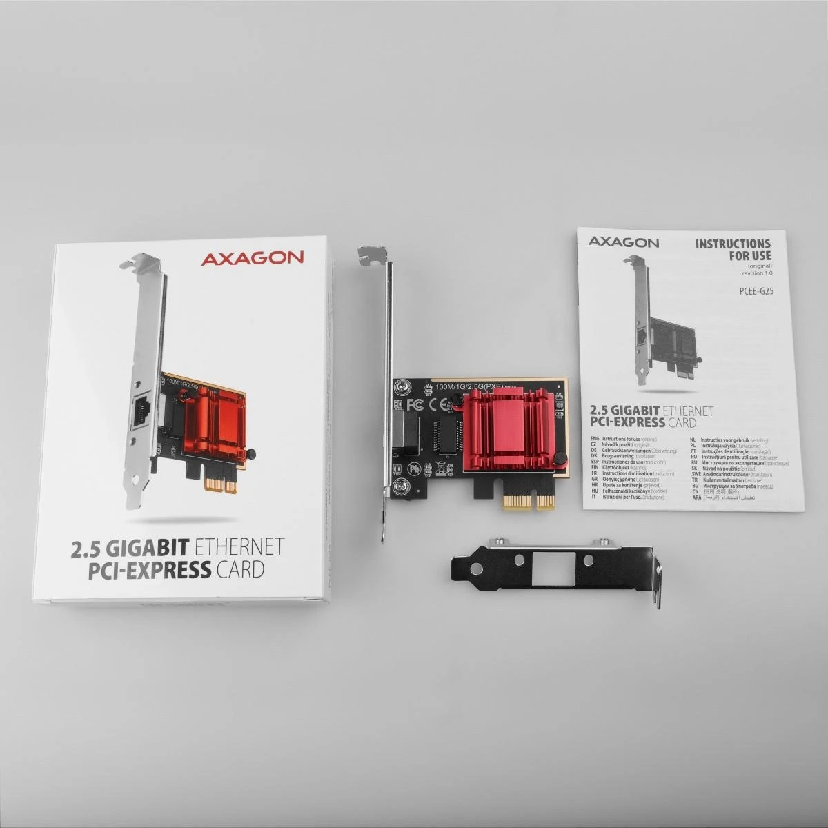 Axagon PCI-Express tinklo plokštė su 2,5 Gbit/s perdavimo sparta ir PXE palaikymu.