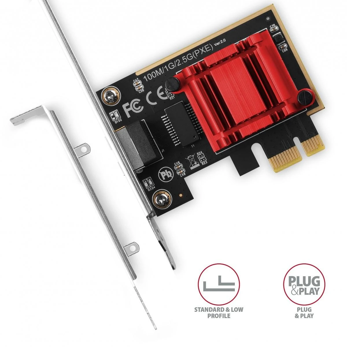 Axagon PCI-Express tinklo plokštė su 2,5 Gbit/s perdavimo sparta ir PXE palaikymu.