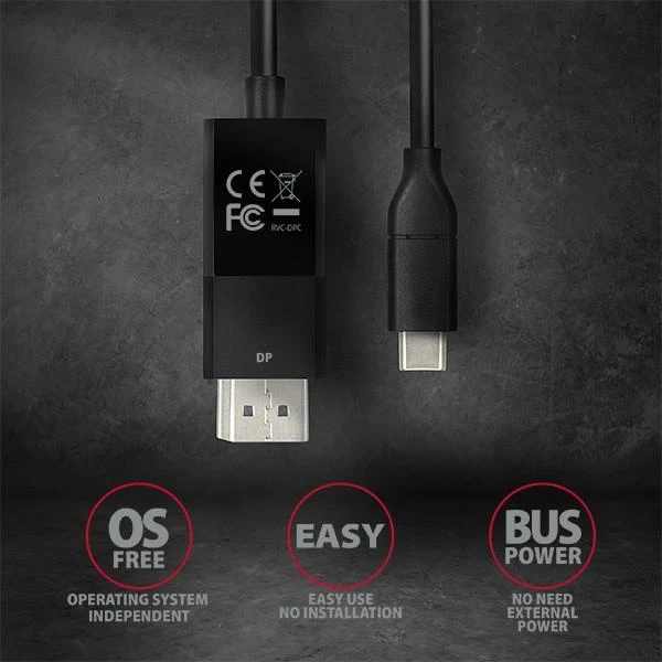 AXAGON Aktyvus kabelis | USB-C prie DisplayPort | 1,8 m