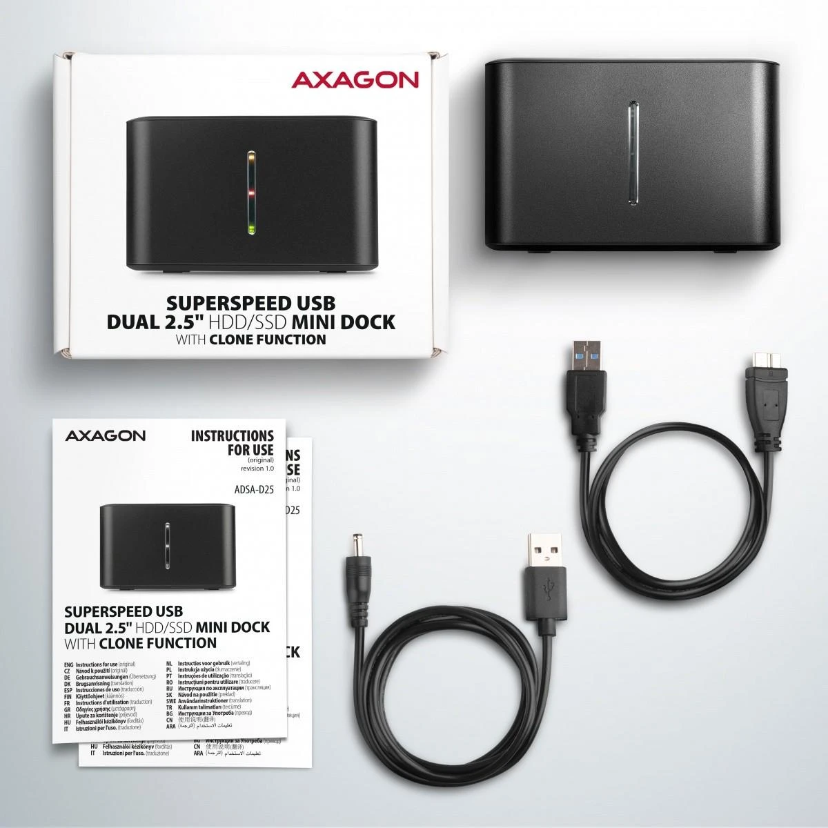 AXAGON | SuperSpeed USB DUAL 2,5" SSD / HDD MINI dokas | ADSA-D25