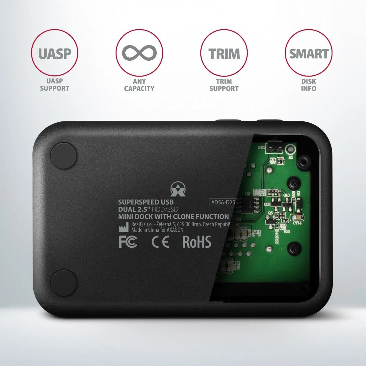 AXAGON | SuperSpeed USB DUAL 2,5" SSD / HDD MINI dokas | ADSA-D25