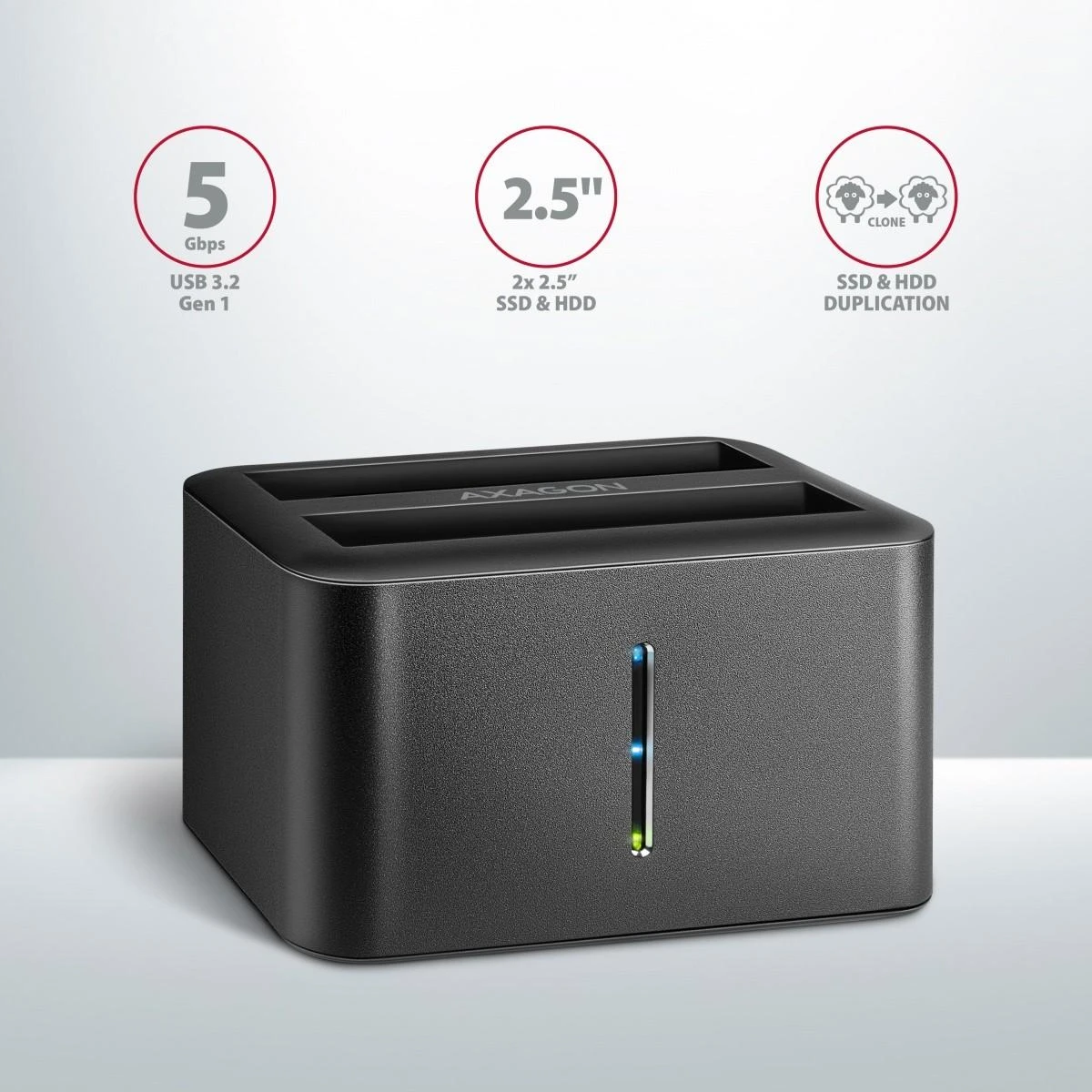 AXAGON | SuperSpeed USB DUAL 2,5" SSD / HDD MINI dokas | ADSA-D25