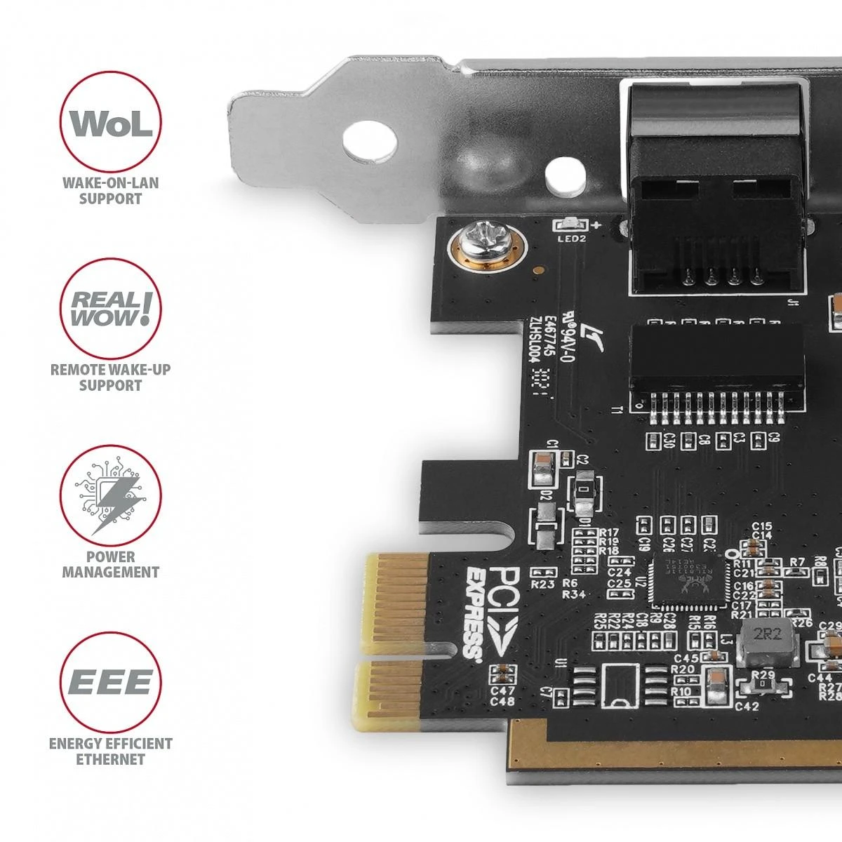 AXAGON Gigabit Ethernet PCI-Express tinklo plokštė su patikrinta Realtek mikroschemų rinkinio versija | PCEE-GRF