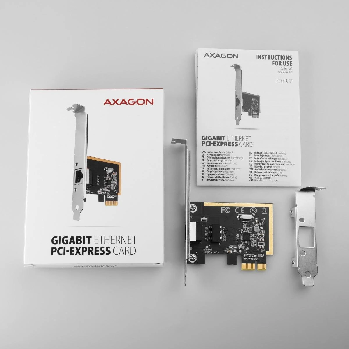 AXAGON Gigabit Ethernet PCI-Express tinklo plokštė su patikrinta Realtek mikroschemų rinkinio versija | PCEE-GRF