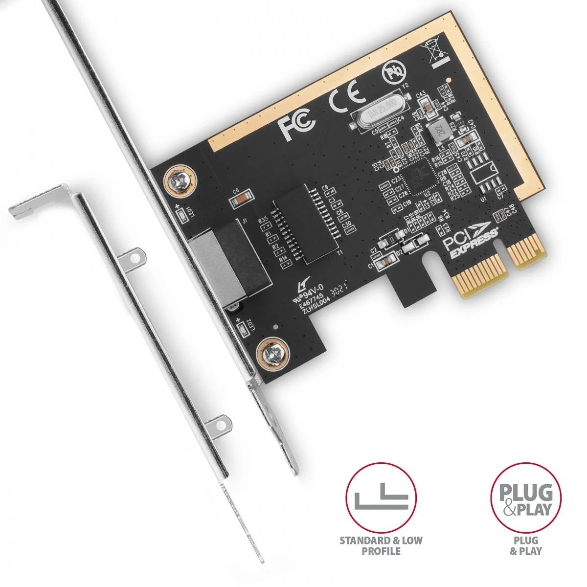 AXAGON Gigabit Ethernet PCI-Express tinklo plokštė su patikrinta Realtek mikroschemų rinkinio versija | PCEE-GRF