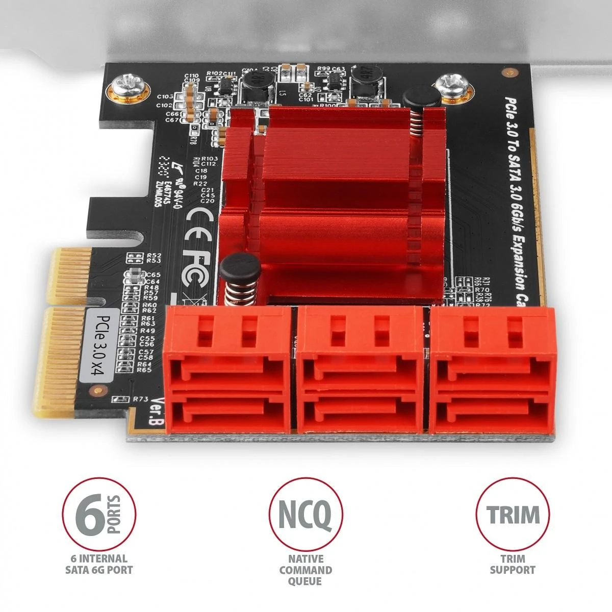 Axagon Šešių kanalų SATA III PCI-Express valdiklis su šešiais vidiniais SATA jungtys. Standartinis ir žemas profilis.