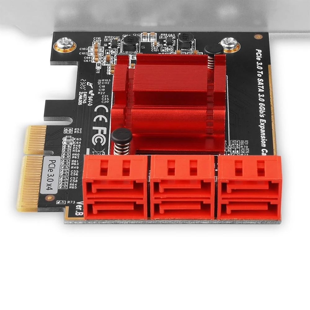 Axagon Šešių kanalų SATA III PCI-Express valdiklis su šešiais vidiniais SATA jungtys. Standartinis ir žemas profilis.