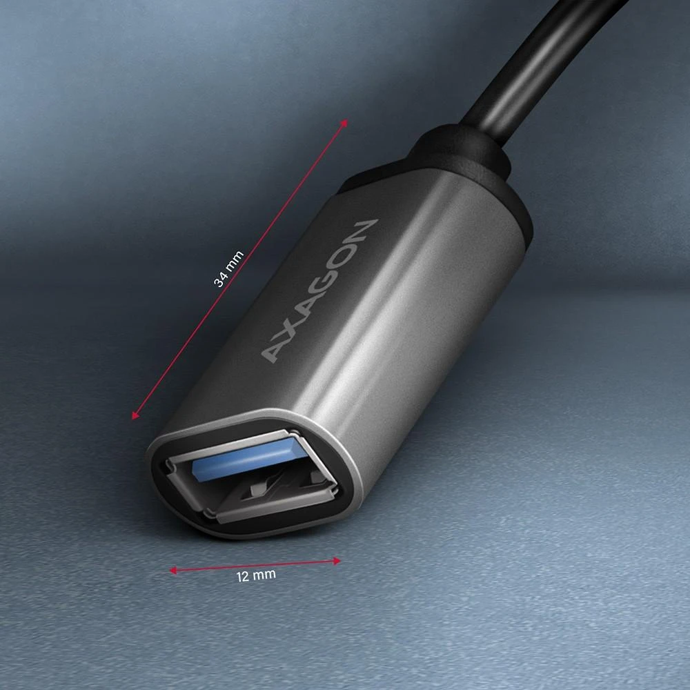 AXAGON RUCM-AFAC USB 3.2 Gen 1 Type-C Male > Type-A Female, kabelio adapteris 0,2m, 3A, ALU