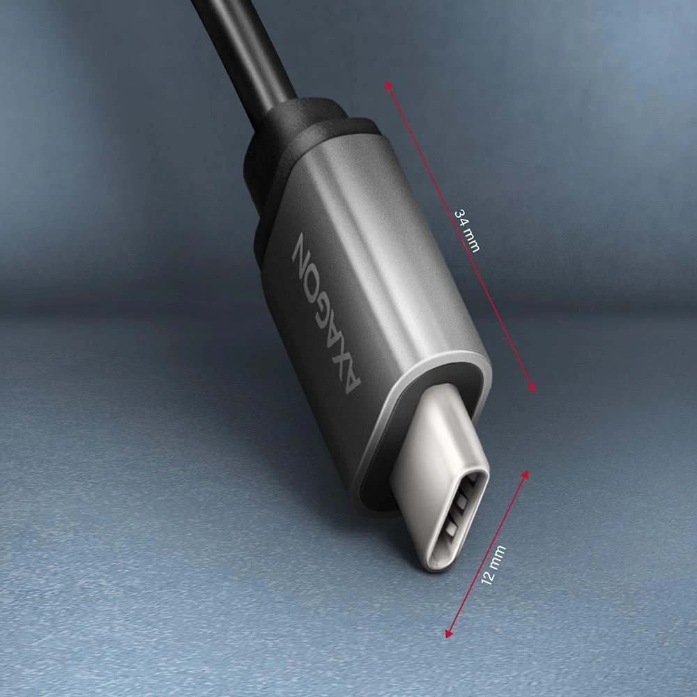 AXAGON RUCM-AFAC USB 3.2 Gen 1 Type-C Male > Type-A Female, kabelio adapteris 0,2m, 3A, ALU