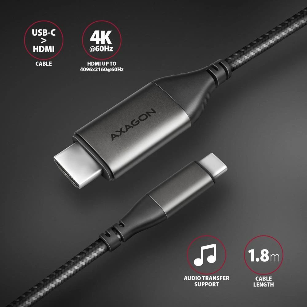 AXAGON | Aktyvus keitiklis | USB-C į HDMI | 1,8 m