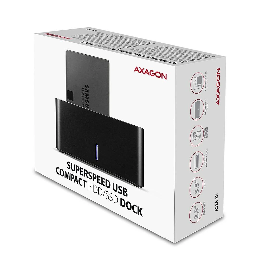 AXAGON | USB 3.0-1x SATA 6G HDD Dock Station, Juodas | ADSA-SN