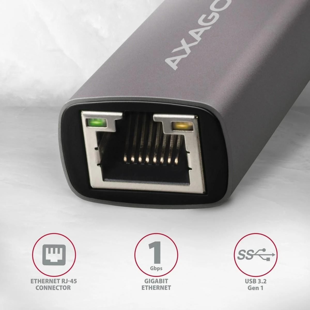 AXAGON ADE-TR Kompaktiškas aliuminio USB 3.2 Gen 1 Gigabit Ethernet 10/100/1000Mbit adapteris su automatiniu diegimu