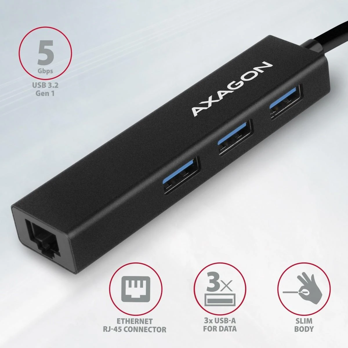 AXAGON SuperSpeed USB-A šakotuvas ir Gigabit LAN | HMA-GL3A