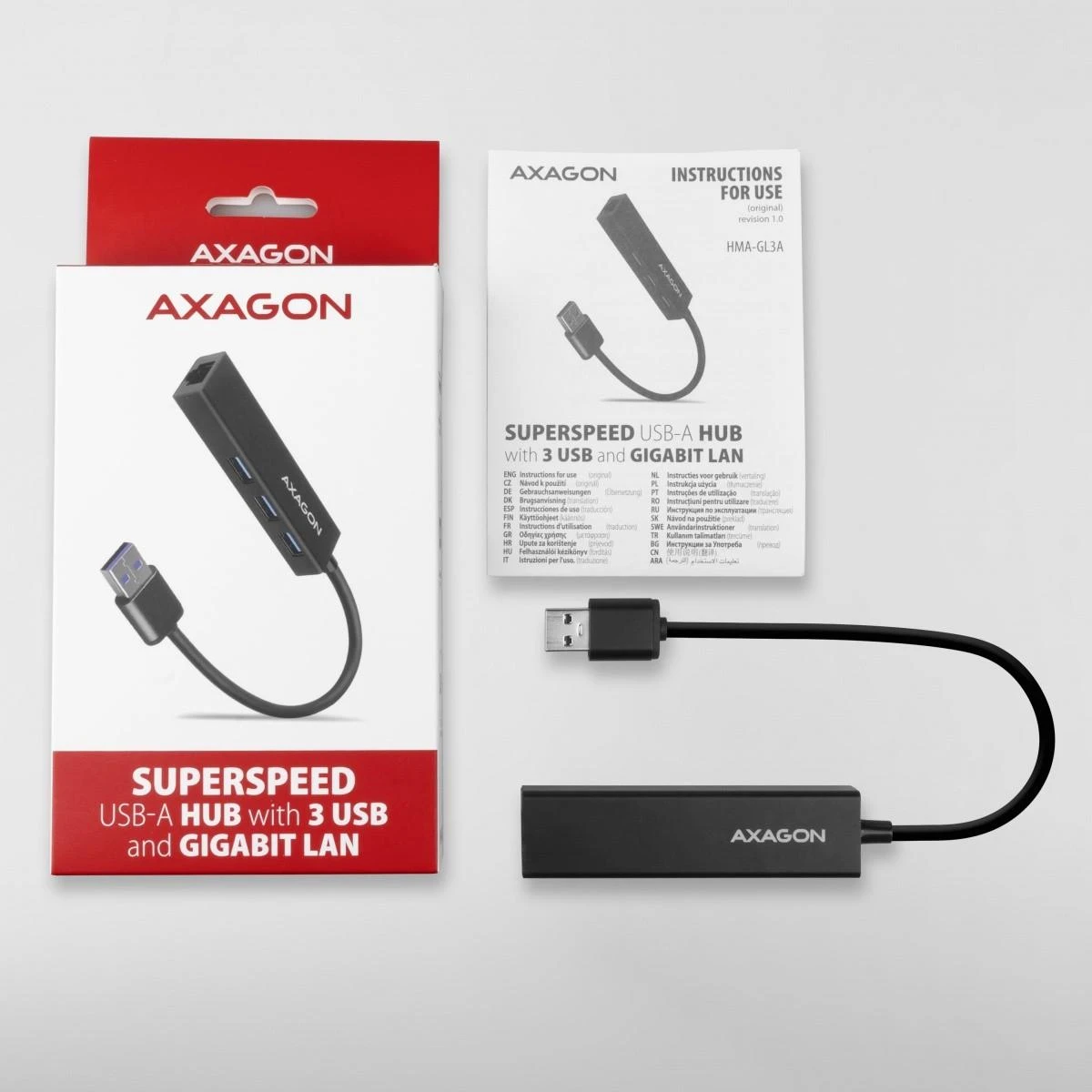 AXAGON SuperSpeed USB-A šakotuvas ir Gigabit LAN | HMA-GL3A