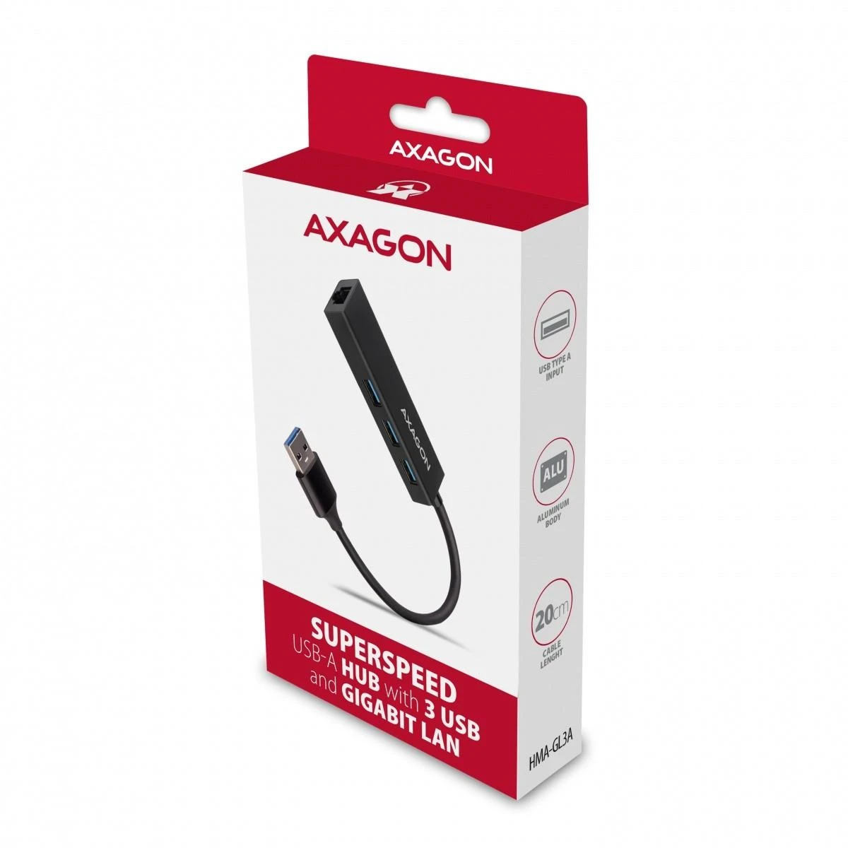 AXAGON SuperSpeed USB-A šakotuvas ir Gigabit LAN | HMA-GL3A
