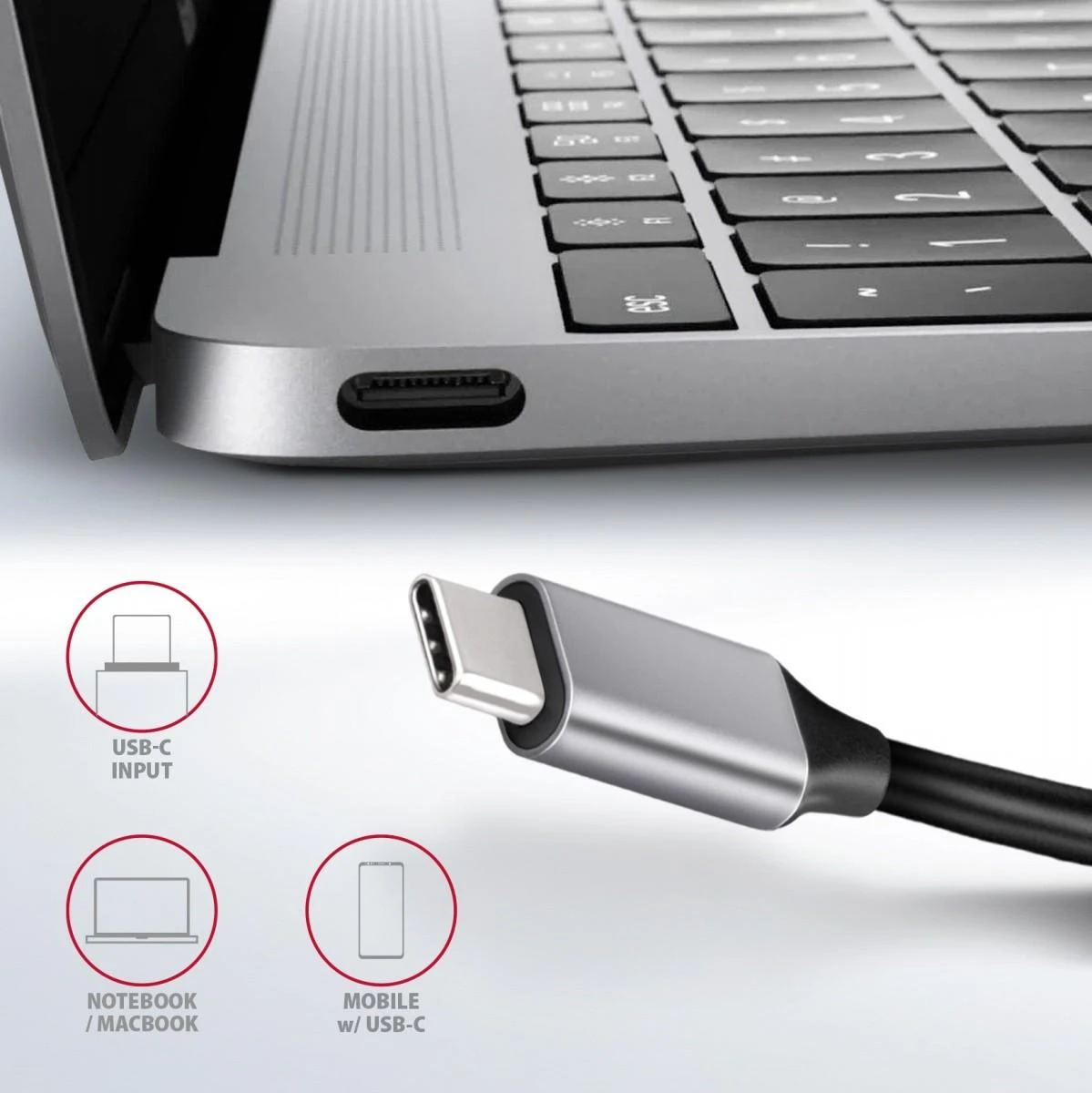 Axagon Multiport USB 3.2 Gen 1 šakotuvas. HDMI, Gigabit LAN ir maitinimo tiekimas. 20 cm USB-C laidas.