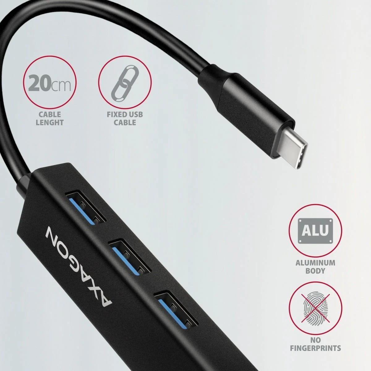 „Axagon HMC-GL3A SuperSpeed USB-C“ šakotuvas + gigabito LAN jungtis