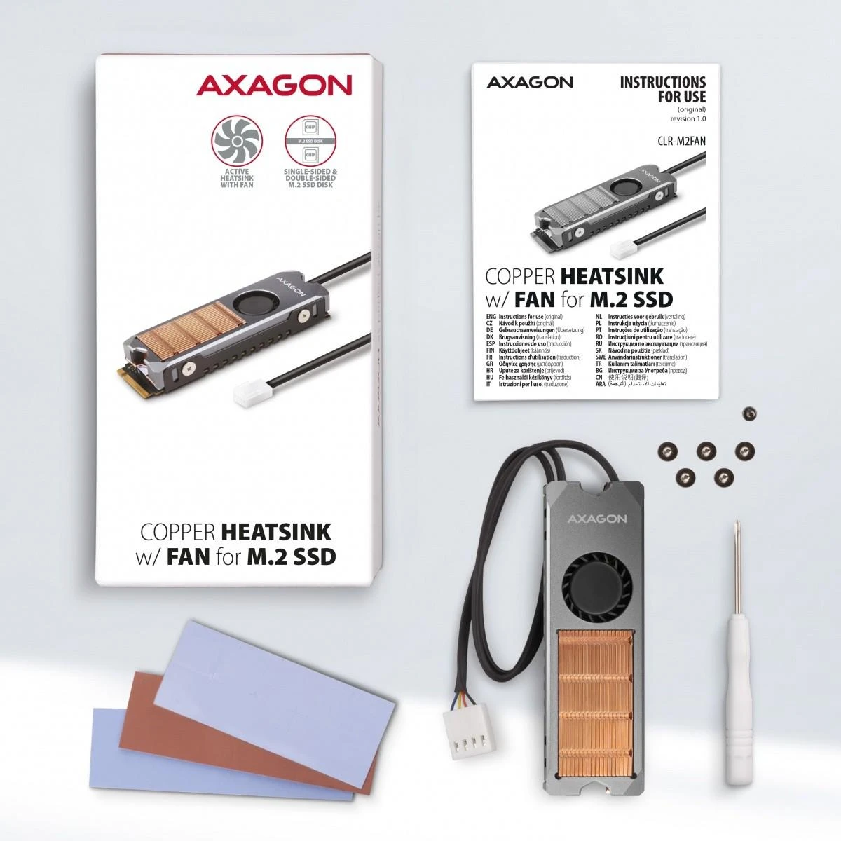 „AXAGON CLR-M2FAN“ aušintuvas M.2 2280 SSD diskui