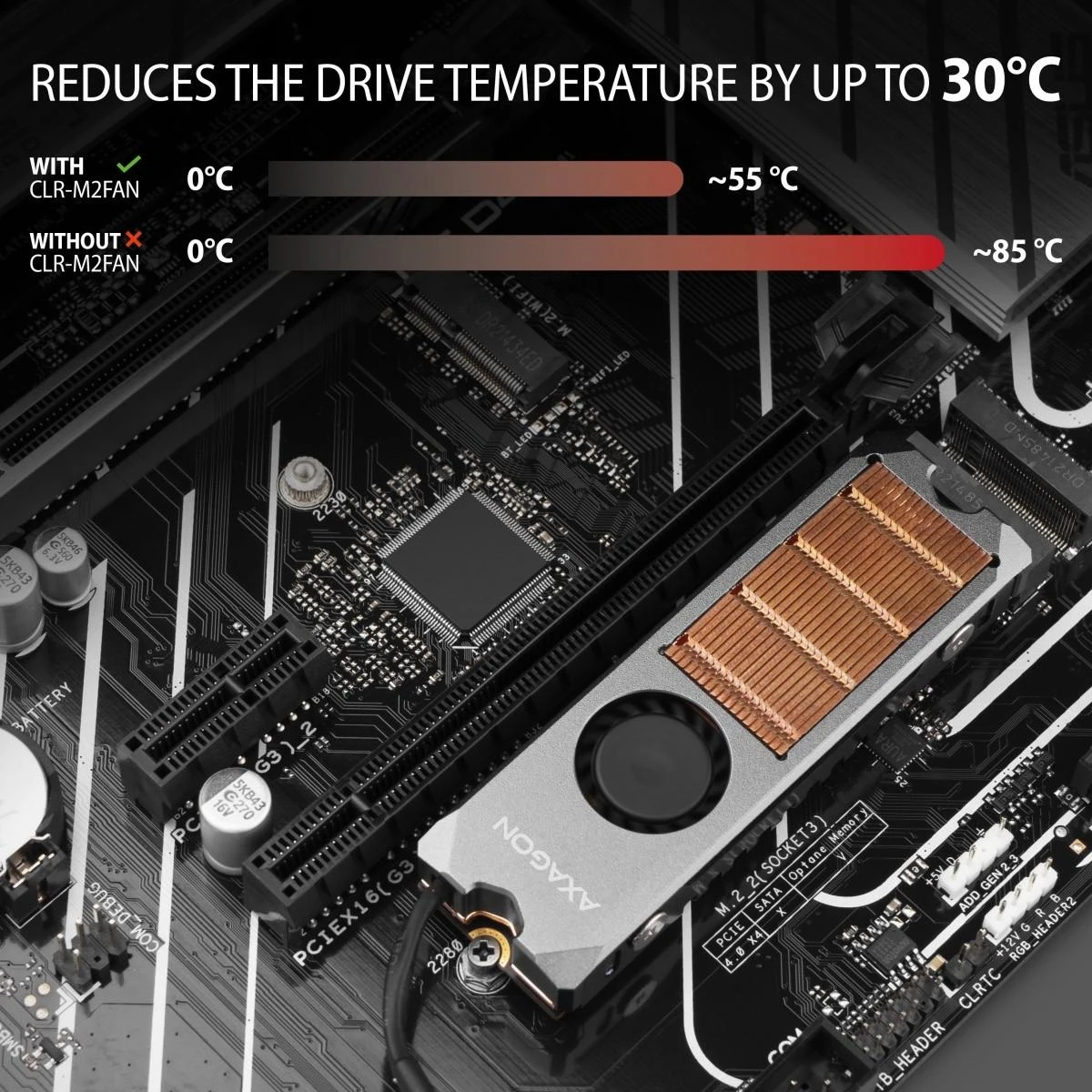 „AXAGON CLR-M2FAN“ aušintuvas M.2 2280 SSD diskui