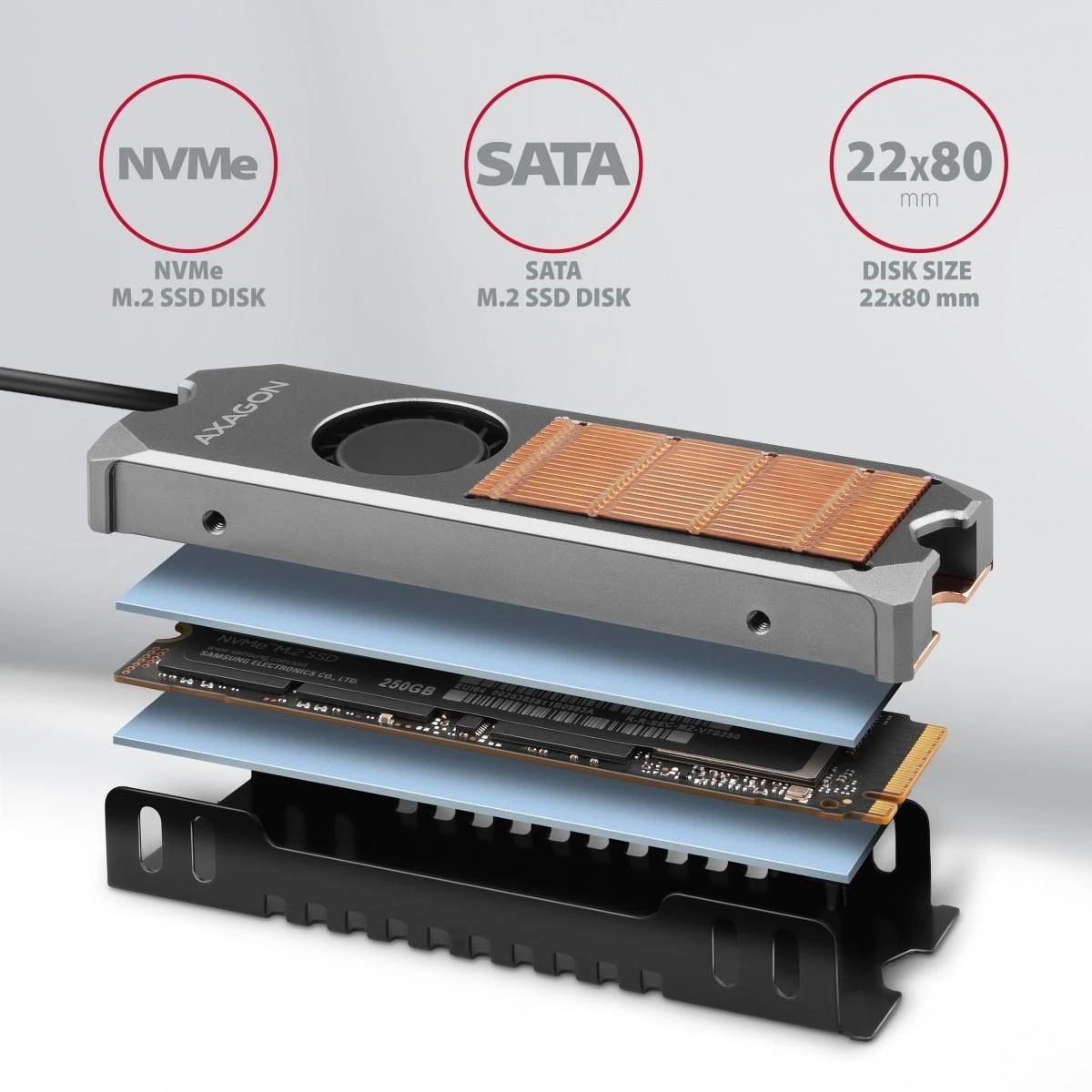 „AXAGON CLR-M2FAN“ aušintuvas M.2 2280 SSD diskui